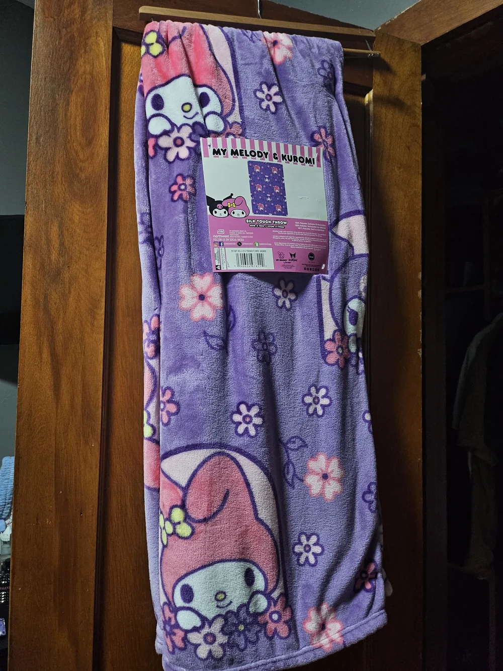 Hello Kitty Purple and Pink Plush Throw Blanket